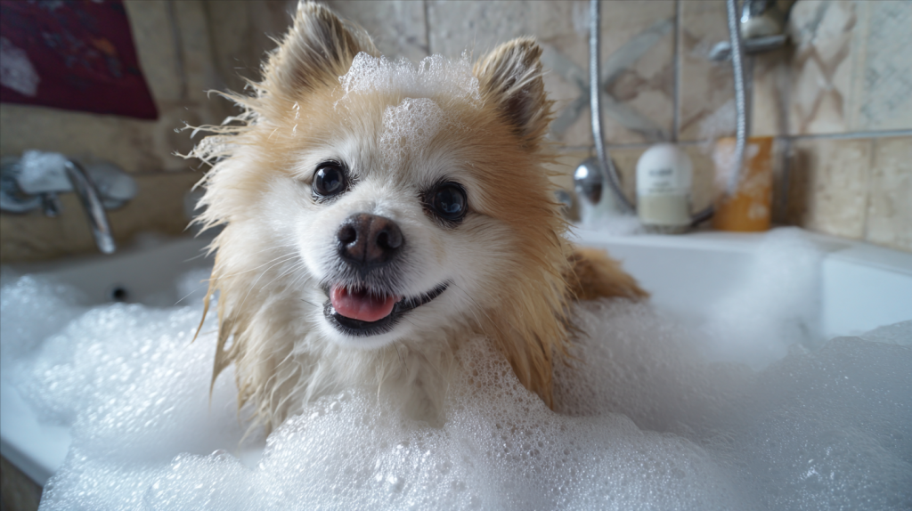 The_Pomeranian_spitz_is_being_washed_in_the_bathroom_foam_a.png The_Pomeranian_spitz_is_being_washed_in_the_bathroom_foam_a.png