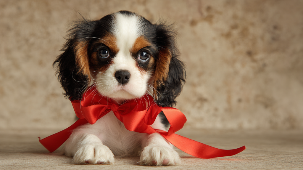 puppy_dog_breed_Cavalier_King_Charles_Spaniel_with_red_bow_a.png